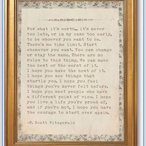 F. Scott Fitzgerald Quote Framed Art